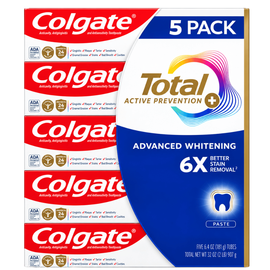 Colgate Total Active Prevention Plus Advanced Whitening Toothpaste 6.4 oz 5 pack buy online USA - 1